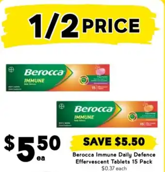 Drakes Berocca Immune Daily Defence Effervescent Tablets 15 Pack offer