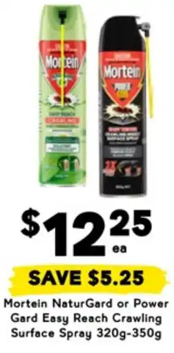 Drakes Mortein NaturGard or Power Gard Easy Reach Crawling Surface Spray offer