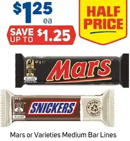 Foodland Mars or Varieties Medium Bar Lines offer