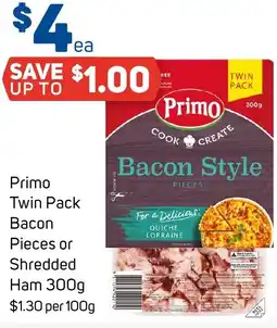 Foodland Primo Twin Pack Bacon Pieces or Shredded Ham offer