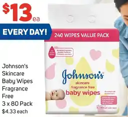 Foodland Johnson's Skincare Baby Wipes Fragrance Free offer