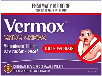 Soul Pattinson Chemist Vermox Choc Chews 6 Chewable Tablets offer