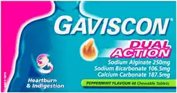 Soul Pattinson Chemist Gaviscon Dual Action Peppermint Flavour 48 Chewable Tablets offer