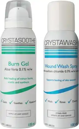 Soul Pattinson Chemist Crystasoothe or Crystawash Burn Gel 100mL or Wound Wash Spray 100mL offer