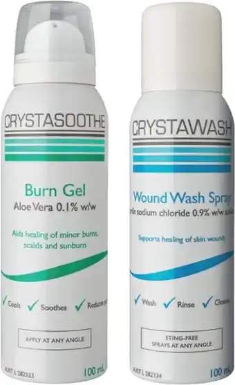 Soul Pattinson Chemist Crystasoothe or Crystawash Burn Gel 100mL or Wound Wash Spray 100mL offer