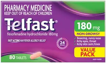 Amcal Pharmacies Telfast Hayfever Allergy Relief 180mg Value Pack 80 Tablets offer