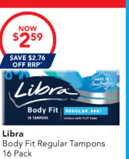 Amcal Pharmacies Libra Body Fit Regular Tampons offer