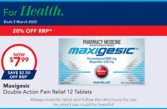 Amcal Pharmacies Maxigesic Double Action Pain Relief offer