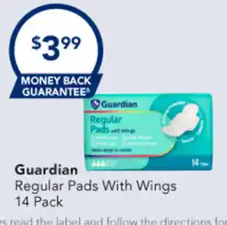 Amcal Pharmacies Guardian Regular Pads With Wings offer