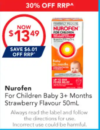 Amcal Pharmacies Nurofen For Children Baby 3+ Months Strawberry Flavour offer