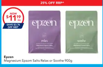 Amcal Pharmacies Epzen Magnesium Epsom Salts Relax or Soothe offer