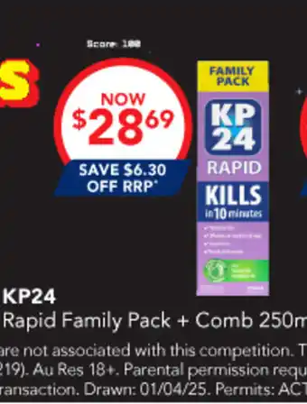 Amcal Pharmacies KP24 Rapid Family Pack + Comb offer