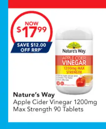 Amcal Pharmacies Nature's Way Apple Cider Vinegar 1200mg Max Strength offer