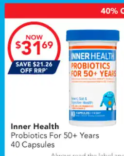 Amcal Pharmacies Inner Health Probiotics For 50+ Years offer