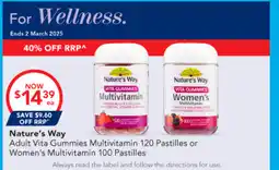 Amcal Pharmacies Nature's Way Adult Vita Gummies Multivitamin 120 Pastilles or Women's Multivitamin 100 Pastilles offer