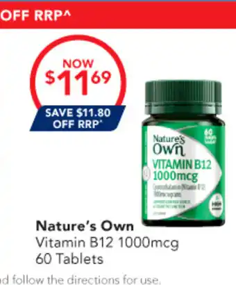 Amcal Pharmacies Nature's Own Vitamin B12 1000mcg offer