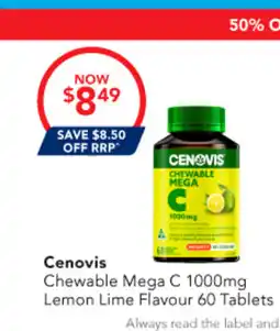 Amcal Pharmacies Cenovis Chewable Mega C 1000mg Lemon Lime Flavour offer