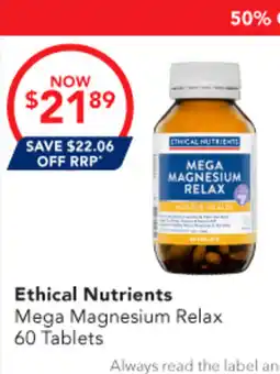 Amcal Pharmacies Ethical Nutrients Mega Magnesium Relax offer