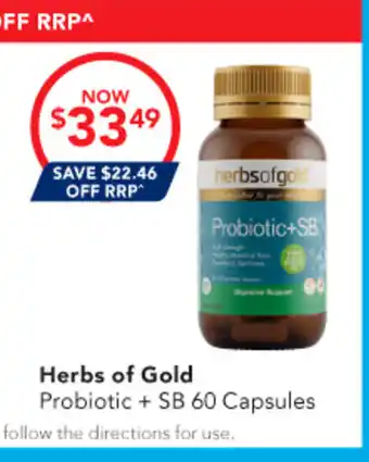 Amcal Pharmacies Herbs of Gold Probiotic + SB offer