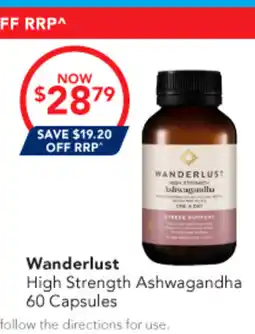 Amcal Pharmacies Wanderlust High Strength Ashwagandha offer