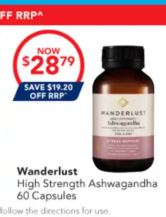 Amcal Pharmacies Wanderlust High Strength Ashwagandha offer