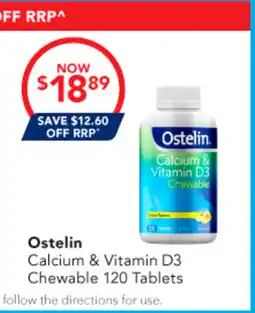 Amcal Pharmacies Ostelin Calcium & Vitamin D3 Chewable offer