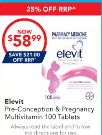 Amcal Pharmacies Elevit Pre-Conception & Pregnancy Multivitamin offer