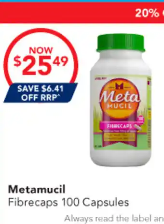 Amcal Pharmacies Metamucil Fibrecaps offer