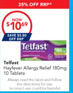 Amcal Pharmacies Telfast Hayfever Allergy Relief 180mg offer