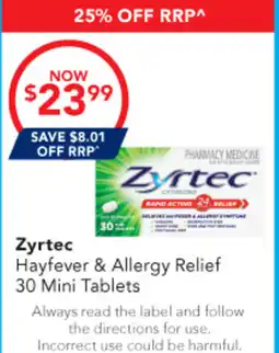 Amcal Pharmacies Zyrtec Hayfever & Allergy Relief offer