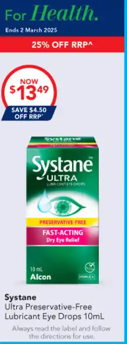 Amcal Pharmacies Systane Ultra Preservative-Free Lubricant Eye Drops offer