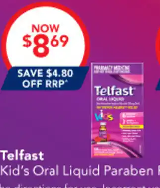 Amcal Pharmacies Telfast Kid's Oral Liquid Paraben Free offer