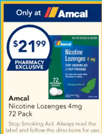 Amcal Pharmacies Amcal Nicotine Lozenges 4mg offer