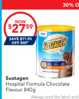 Amcal Pharmacies Sustagen Hospital Formula Chocolate Flavour offer