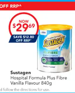 Amcal Pharmacies Sustagen Hospital Formula Plus Fibre Vanilla Flavour offer