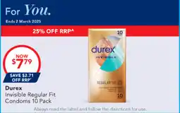 Amcal Pharmacies Durex Invisible Regular Fit offer