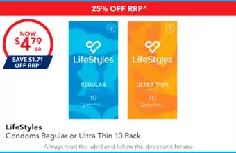 Amcal Pharmacies LifeStyles Condoms Regular or Ultra Thin offer