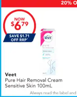 Amcal Pharmacies Veet Pure Hair Removal Cream Sensitive Skin offer