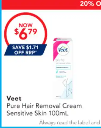 Amcal Pharmacies Veet Pure Hair Removal Cream Sensitive Skin offer