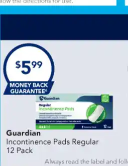 Amcal Pharmacies Guardian Incontinence Pads Super offer