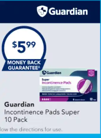 Amcal Pharmacies Guardian Incontinence Pads Super offer