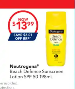 Amcal Pharmacies Neutrogena Beach Defence Sunscreen Lotion SPF 50 offer