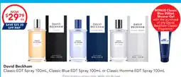 Amcal Pharmacies David Beckham Classic EDT Spray, Classic Blue EDT Spray or Classic Homme EDT Spray offer