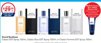 Amcal Pharmacies David Beckham Classic EDT Spray, Classic Blue EDT Spray or Classic Homme EDT Spray offer