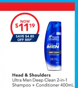 Amcal Pharmacies Head & Shoulders Ultra Men Deep Clean 2-in-1 Shampoo + Conditioner offer