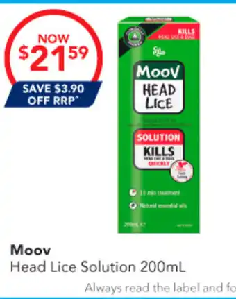 Amcal Pharmacies Moov Head Lice Solution offer