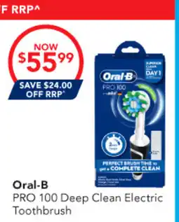 Amcal Pharmacies Oral-B PRO 100 Deep Clean Electric Toothbrush offer