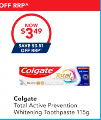 Amcal Pharmacies Colgate Total Active Prevention Whitening Toothpaste offer