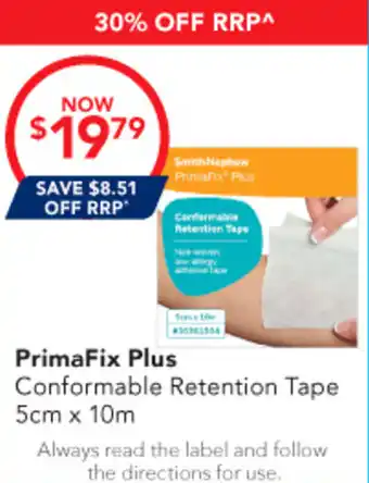 Amcal Pharmacies PrimaFix Plus Conformable Retention Tape 5cm x 10m offer