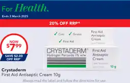 Amcal Pharmacies Crystaderm First Aid Antiseptic Cream offer